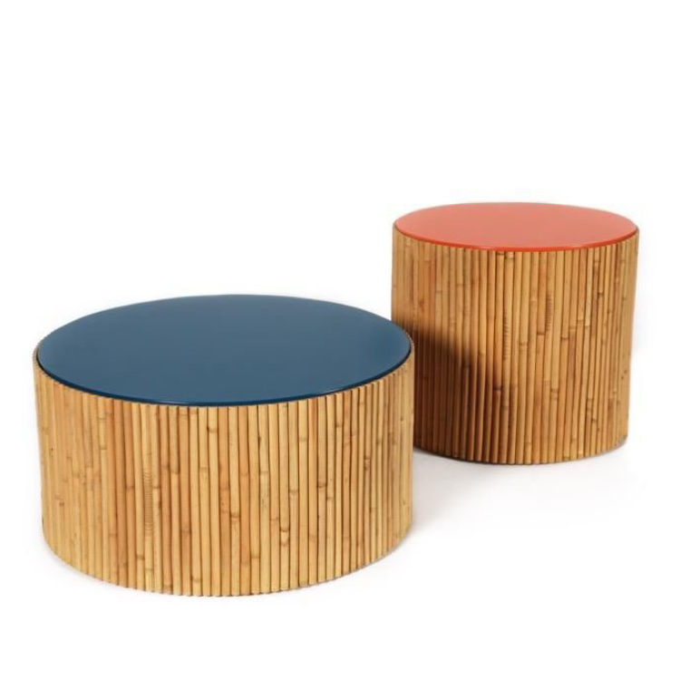 Rattan duo colour stool Rattan Colour Stool - Image 1